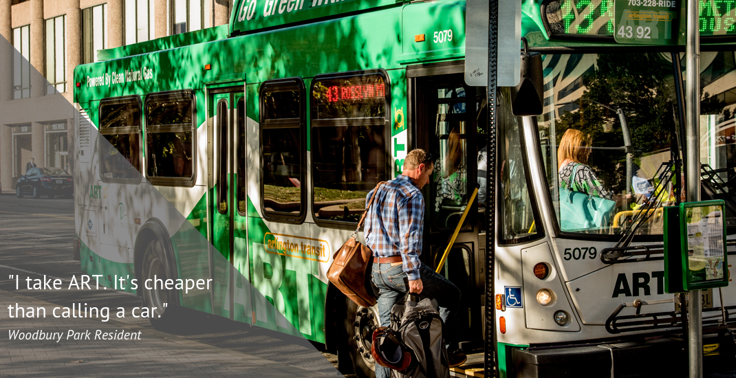 ART bus photo with resident quote